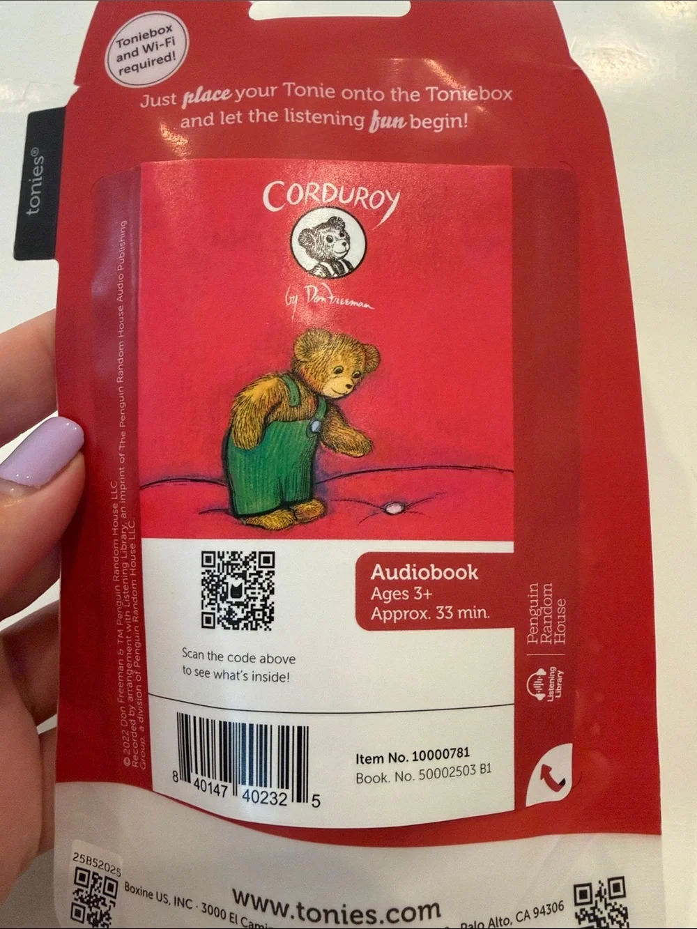 NWT Tonies Corduroy has Bear Audio Character